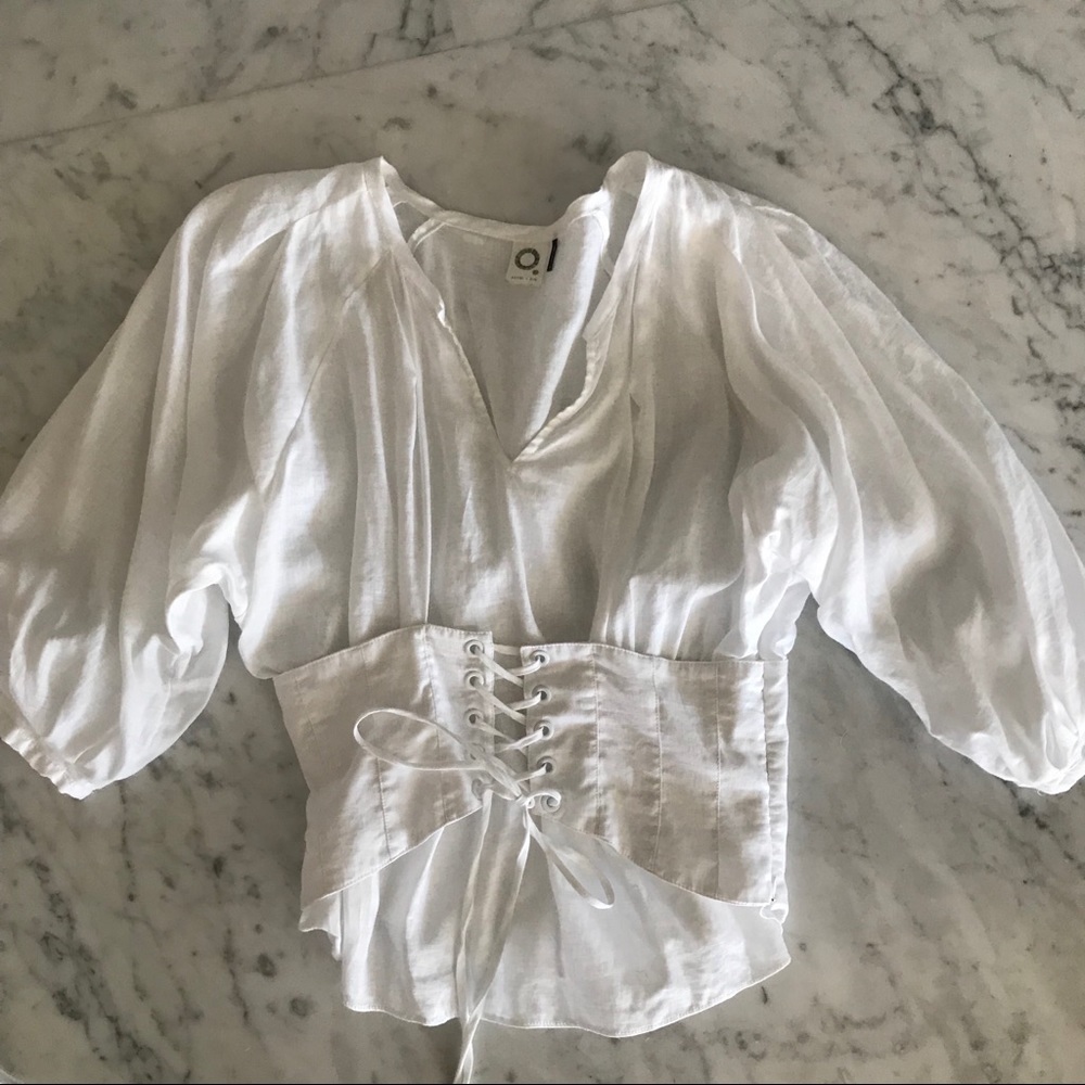 Akemi + Kin White Linen Blouse